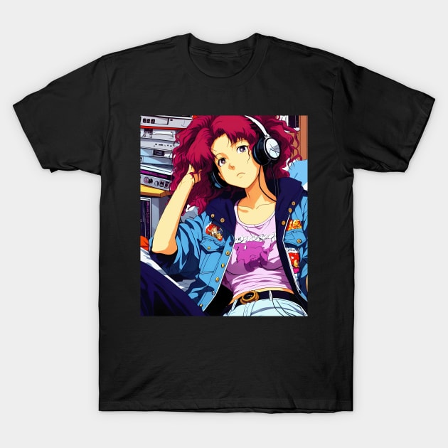 Lofi Hip hop Music - anime lofi girl  vibe aesthetic Anime 80s T-Shirt by geekmethat